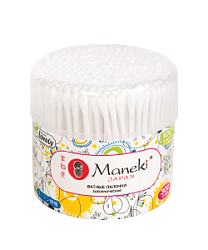 MANEKI Lovely Ватные палочки с белым стиком в стакане 300 шт купить недорого в интернет магазине Beauty Prof с доставкой по Хабаровску и регионам России