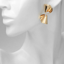 Серьги металл Бант гофрированный цвет золото купить недорого в интернет магазине Beauty Prof с доставкой по Хабаровску и регионам России