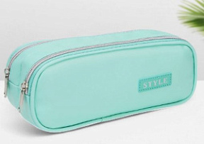 Косметичка-пенал на молнии 2 отдела зелёный 21*7*8 см купить недорого в интернет магазине Beauty Prof с доставкой по Хабаровску и регионам России