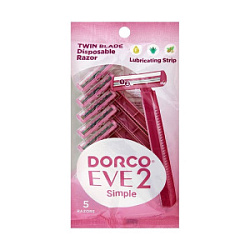 DORCO Станок для бритья одноразовый женский Dorco EVE 2 Disposable 2 лезвия увлажняющая полоска 5 шт купить недорого в интернет магазине Beauty Prof с доставкой по Хабаровску и регионам России