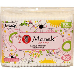 MANEKI Lovely Ватные палочки с розовым стиком в пакете 200 шт купить недорого в интернет магазине Beauty Prof с доставкой по Хабаровску и регионам России