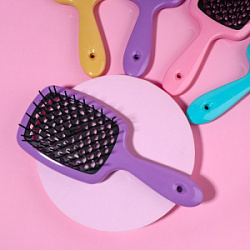 Расческа массажная широкая продувная цвет микс 8,4*20,5 см купить недорого в интернет магазине Beauty Prof с доставкой по Хабаровску и регионам России