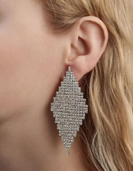 Клипсы со стразами Вечеринка треугольник белый в серебре купить недорого в интернет магазине Beauty Prof с доставкой по Хабаровску и регионам России