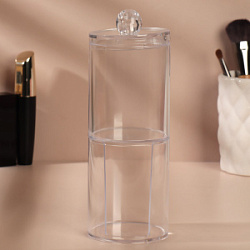 Органайзер для хранения ватных палочек и дисков с крышкой 6,7*19 см прозрачный купить недорого в интернет магазине Beauty Prof с доставкой по Хабаровску и регионам России
